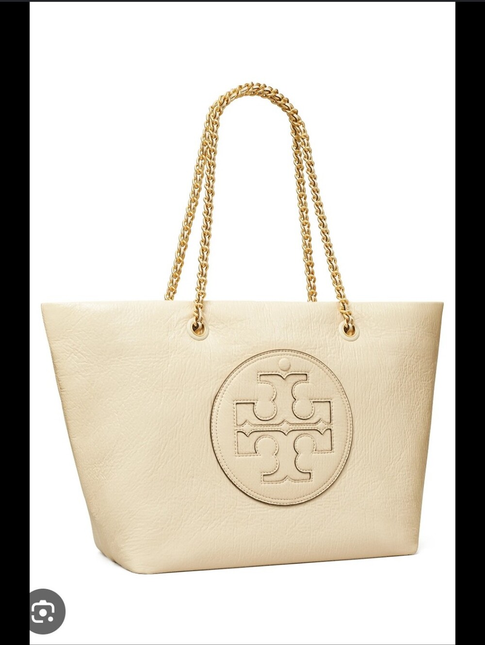 New Large Tory Burch Ivory Leather Tote Bag Chain Strap Mint Condition with DB